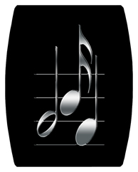 DAREC 382 SL BK Silver Music Notes Black Background